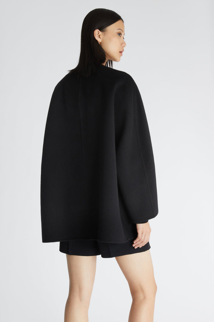 Wool cape with leather frog