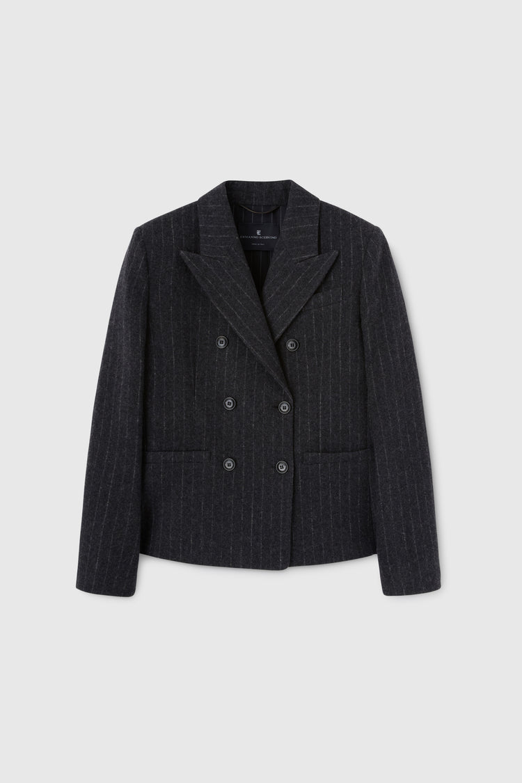 Pinstriped wool double-breasted jacket