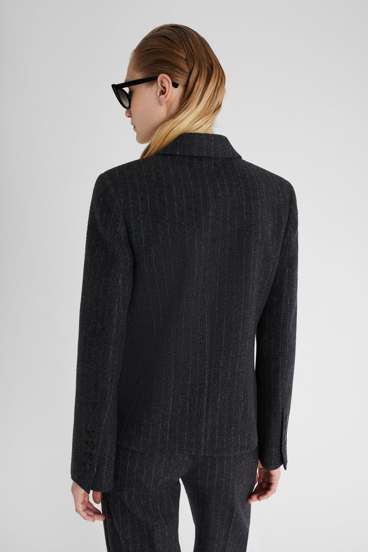 Pinstriped wool double-breasted jacket