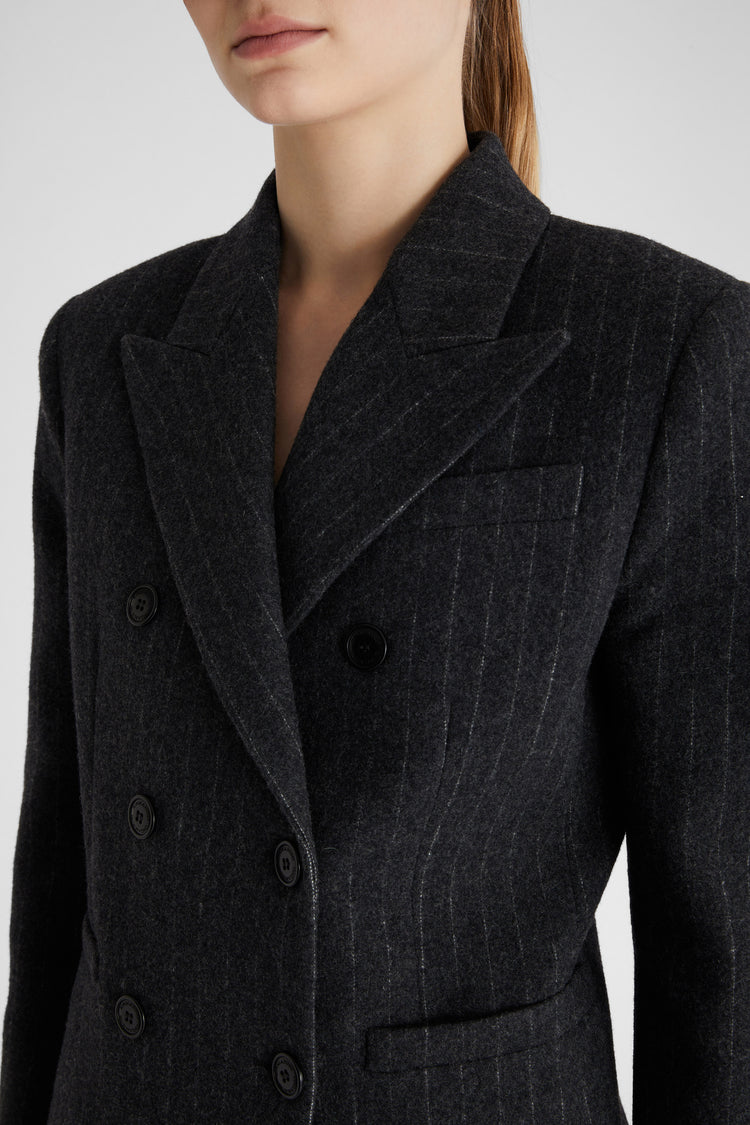 Pinstriped wool double-breasted jacket