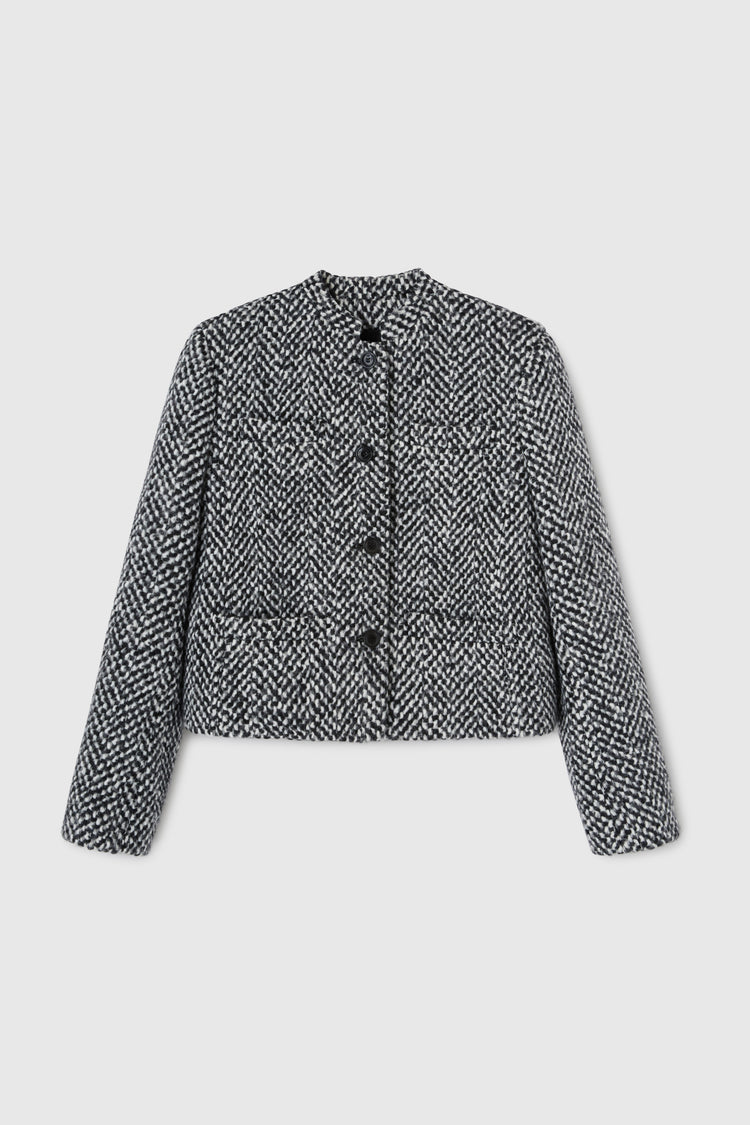 Short single-breasted bouclé jacket