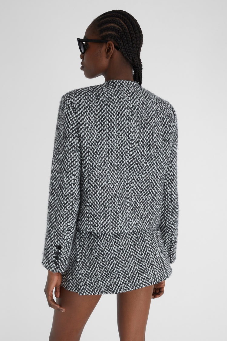 Short single-breasted bouclé jacket