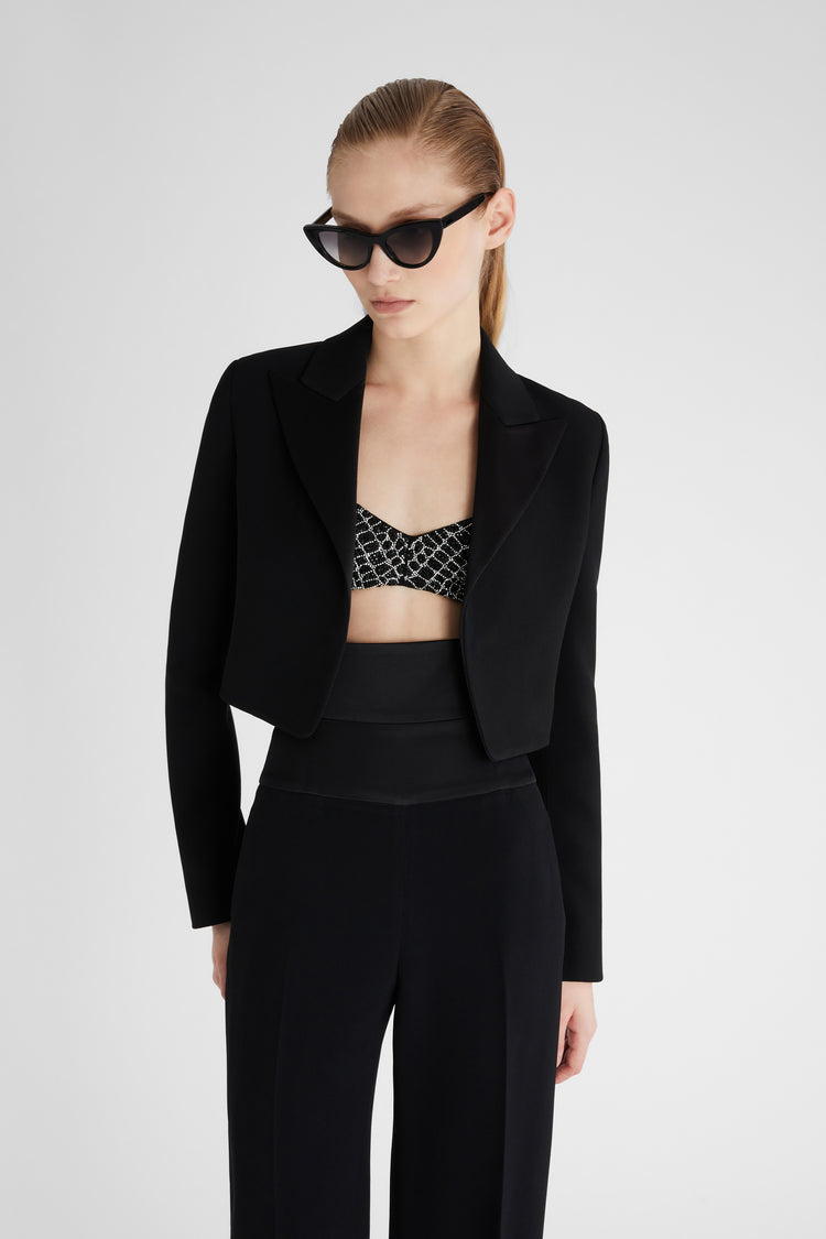 Cropped interlock jacket