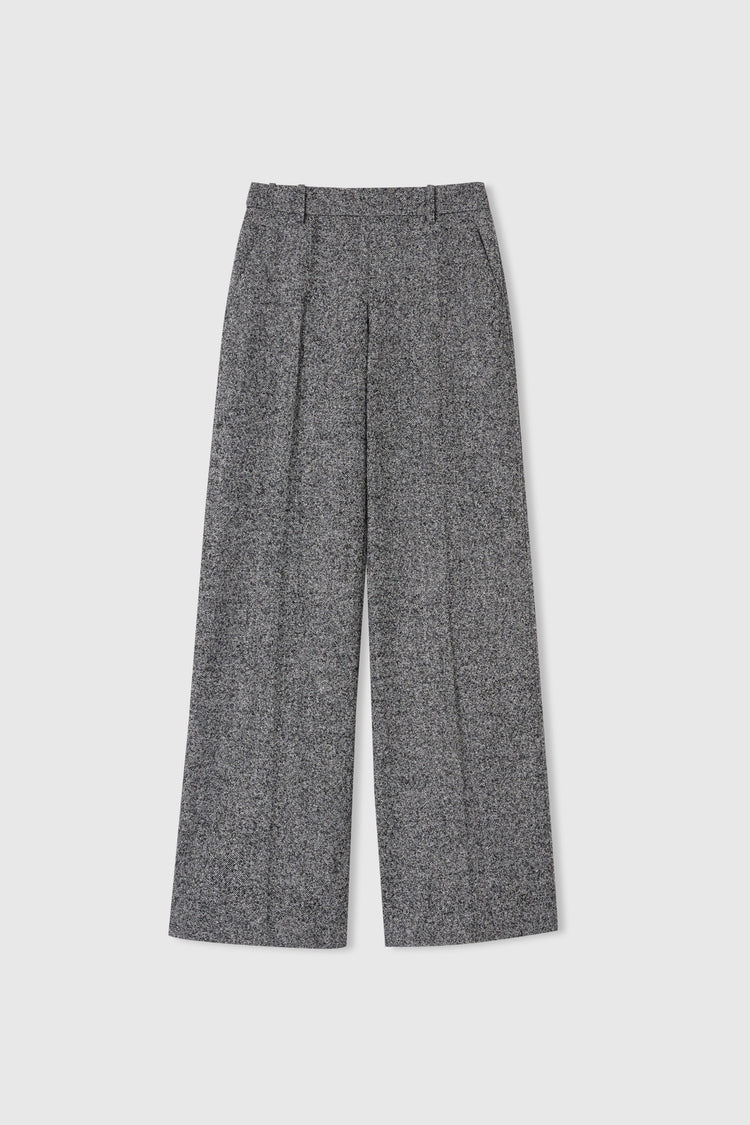 Wool herringbone bootcut trousers