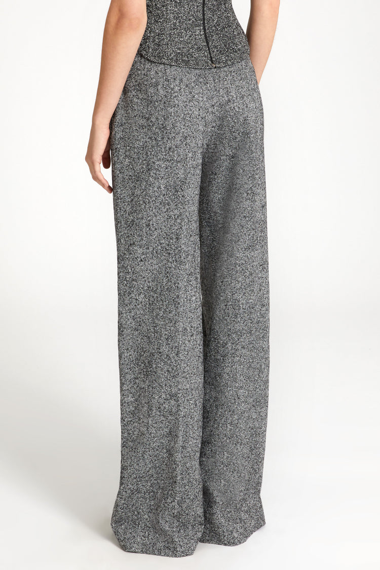 Wool herringbone bootcut trousers