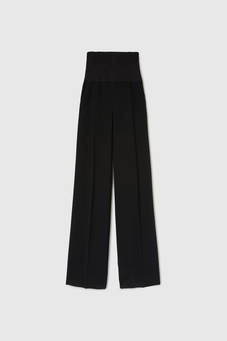 Interlock palazzo trousers with waistband