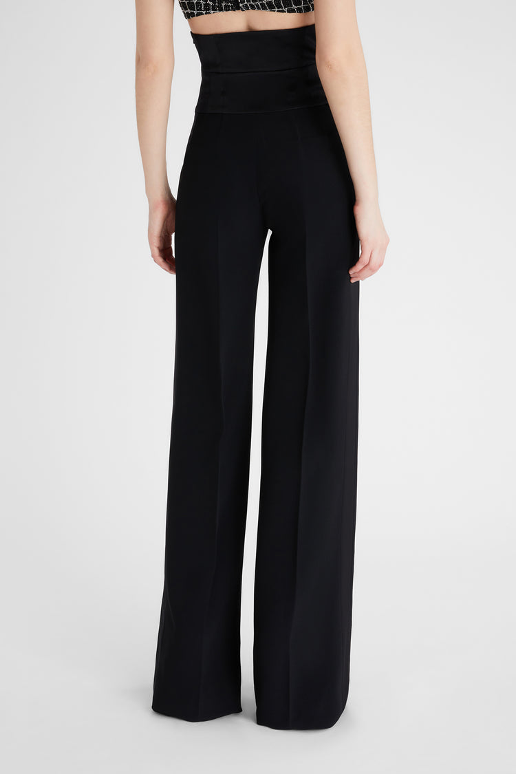 Interlock palazzo trousers with waistband