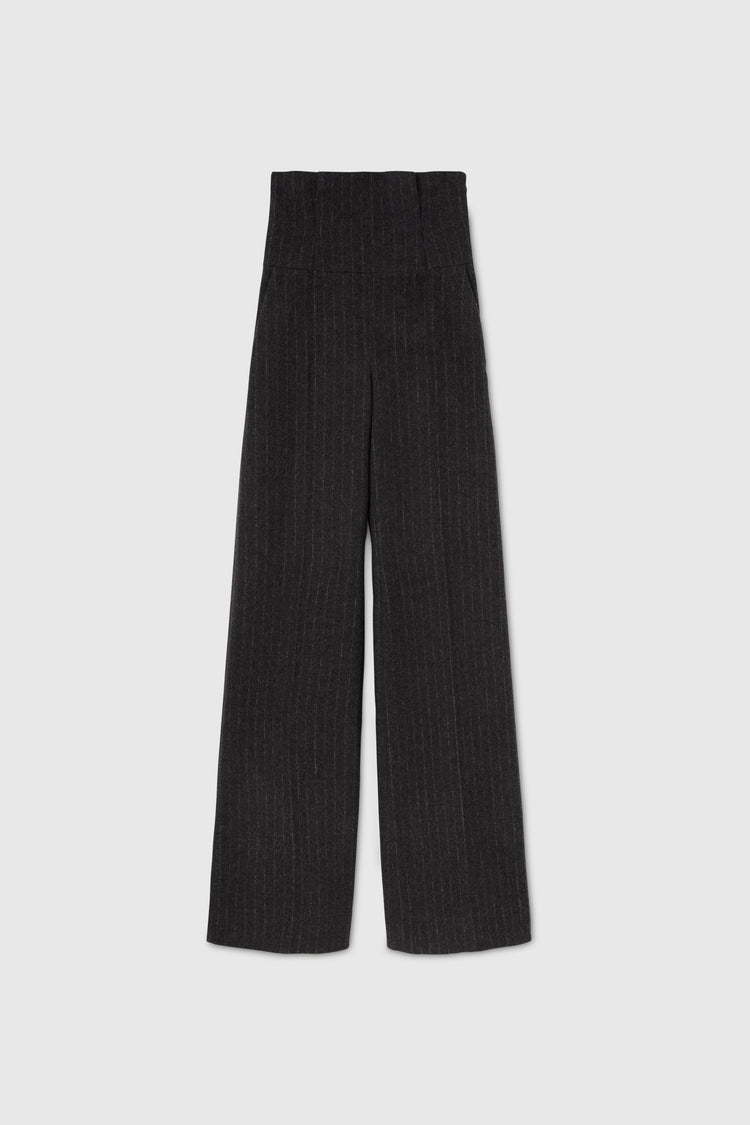 Wool bootcut trousers with waistband