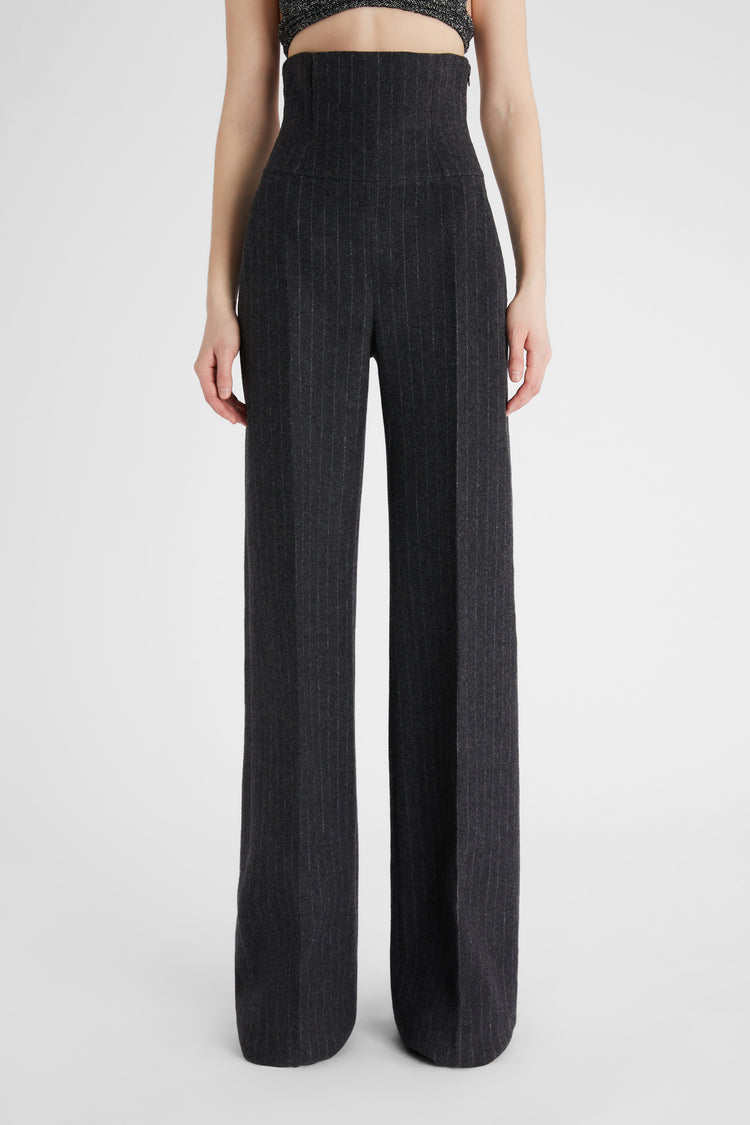 Wool bootcut trousers with waistband