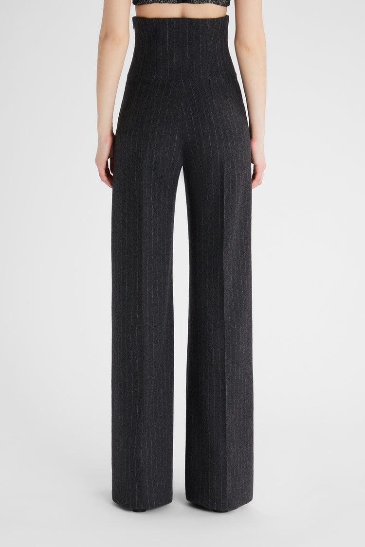 Wool bootcut trousers with waistband