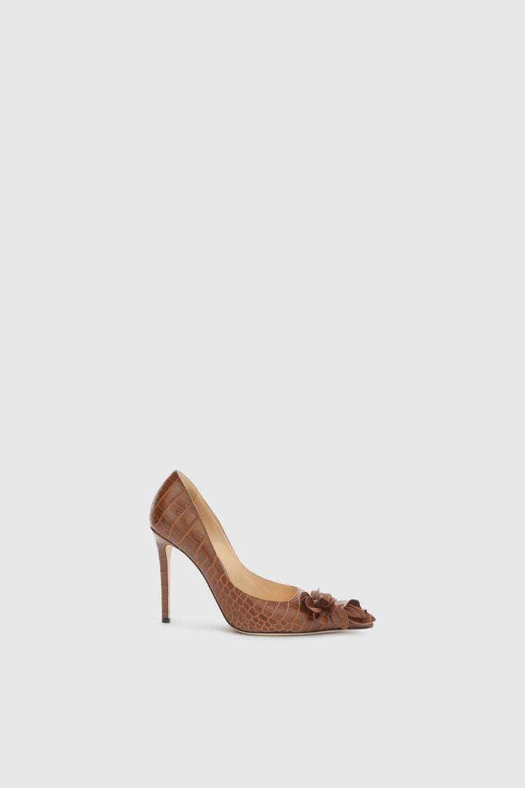 Suede pump with stiletto heel