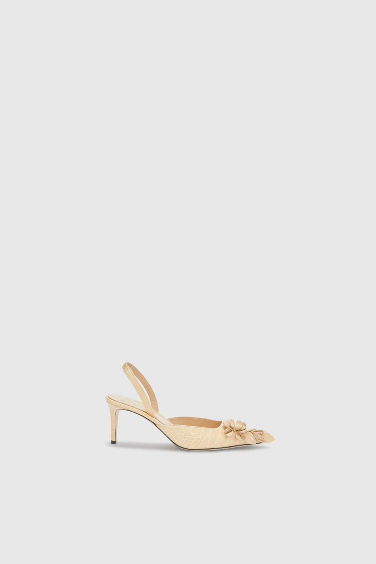 Slingback in vitello stampa coccodrillo