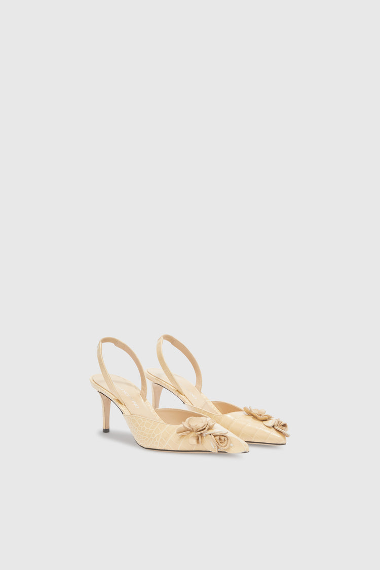 Slingback in vitello stampa coccodrillo