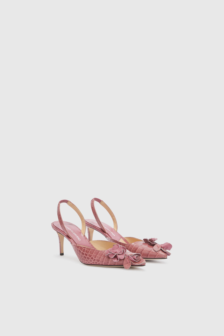 Slingback in vitello stampa coccodrillo