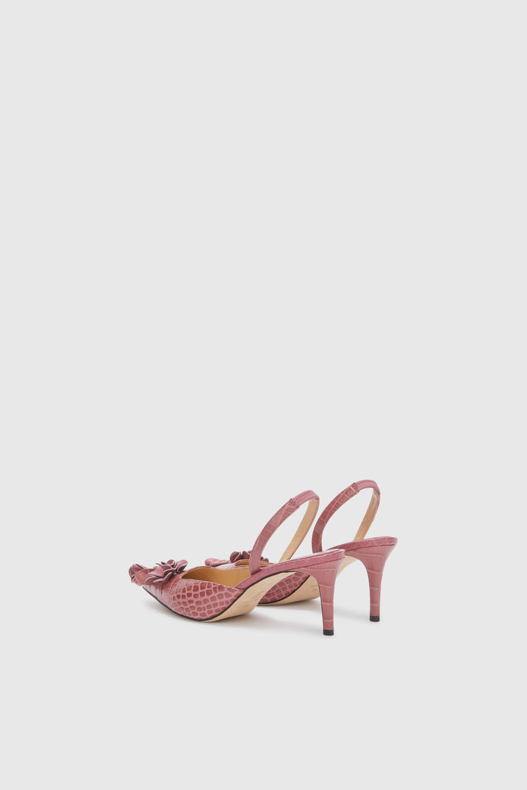 Slingback en veau imprimé crocodile