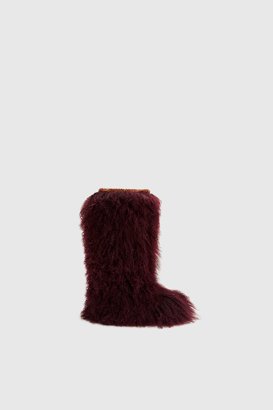 Mongolian fur boot with handmade details.