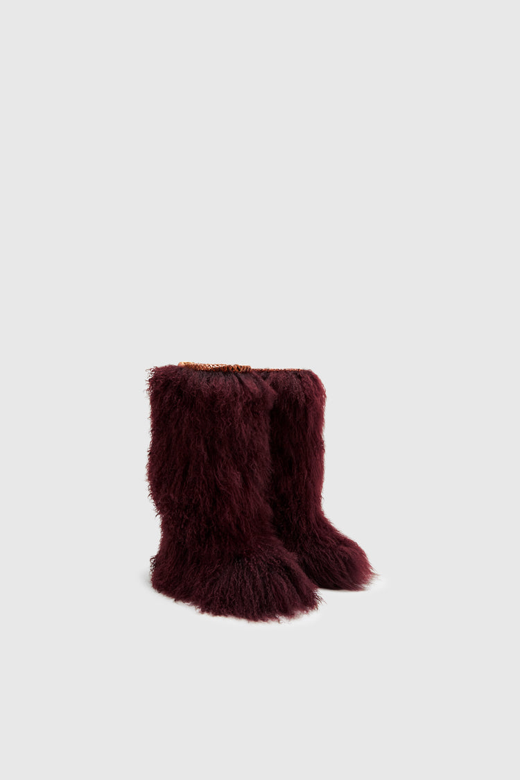 Mongolian fur boot with handmade details