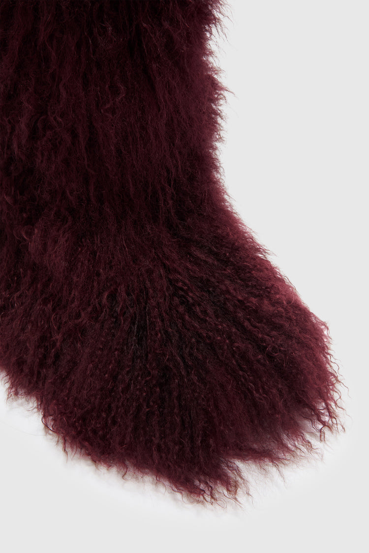 Mongolian fur boot with handmade details.