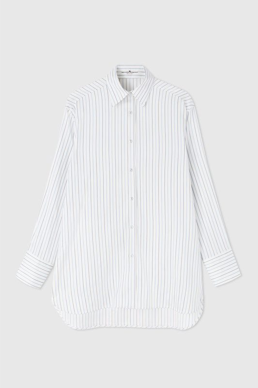 Micro-striped silk blend over shirt