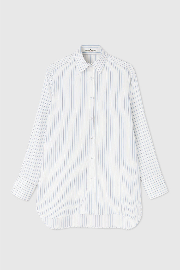 Micro-striped silk blend over shirt