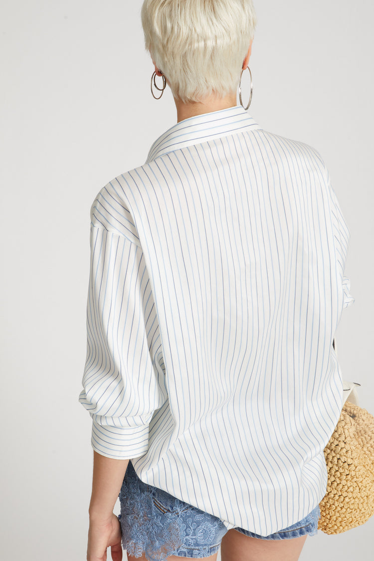 Micro-striped silk blend over shirt