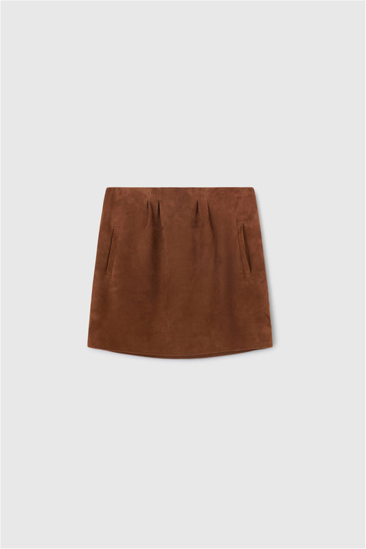 Suede mini skirt with side pockets