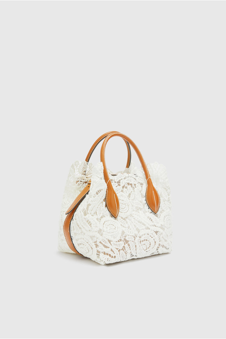 Mini Margot in white rafia lace