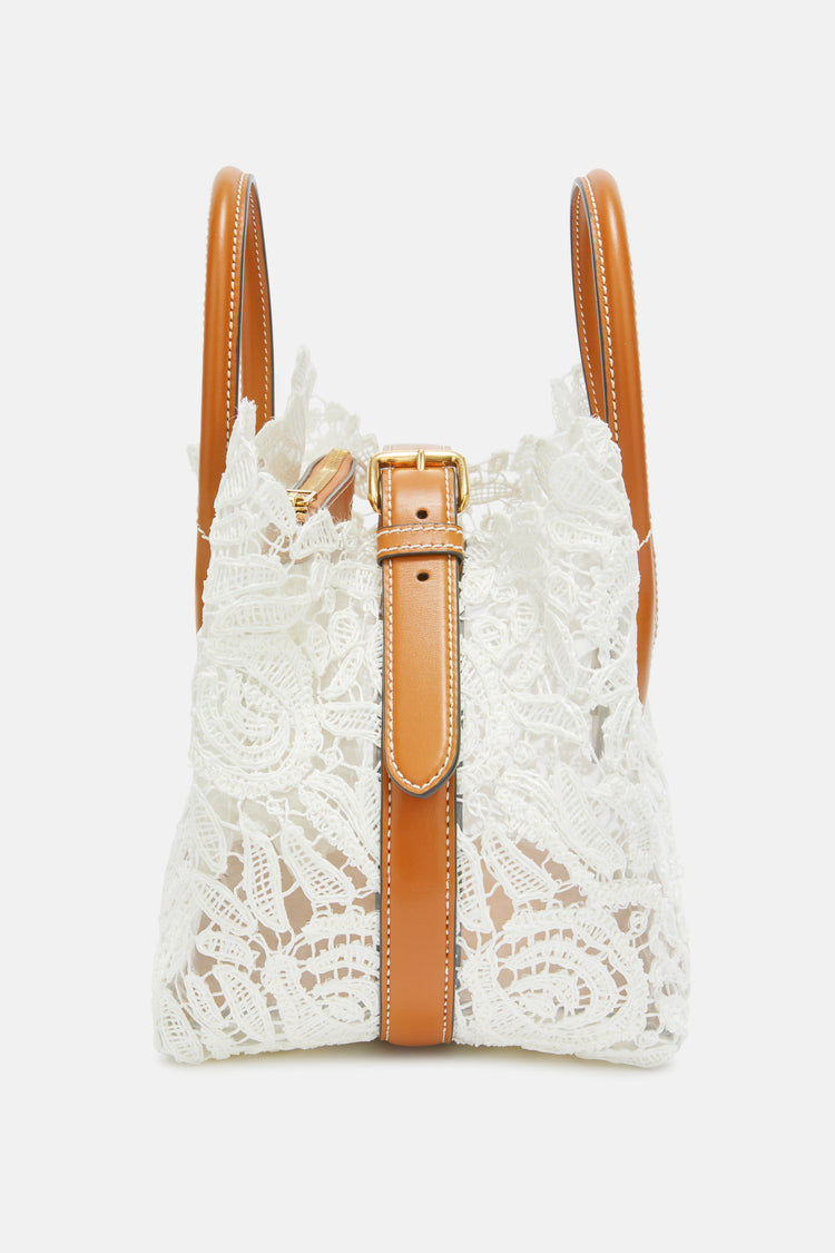 Mini Maggie in white rafia lace