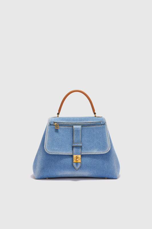 Medium Liza in denim with hammered calfskin details