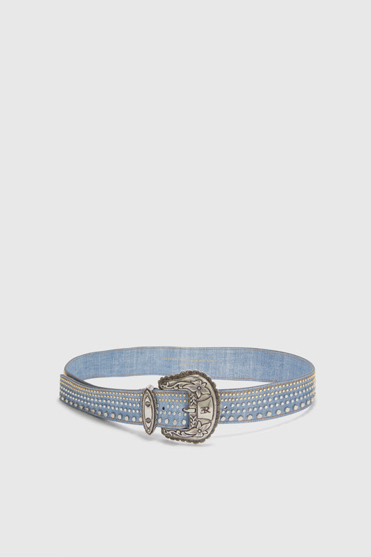 Marocain jeans print belt with micro studs