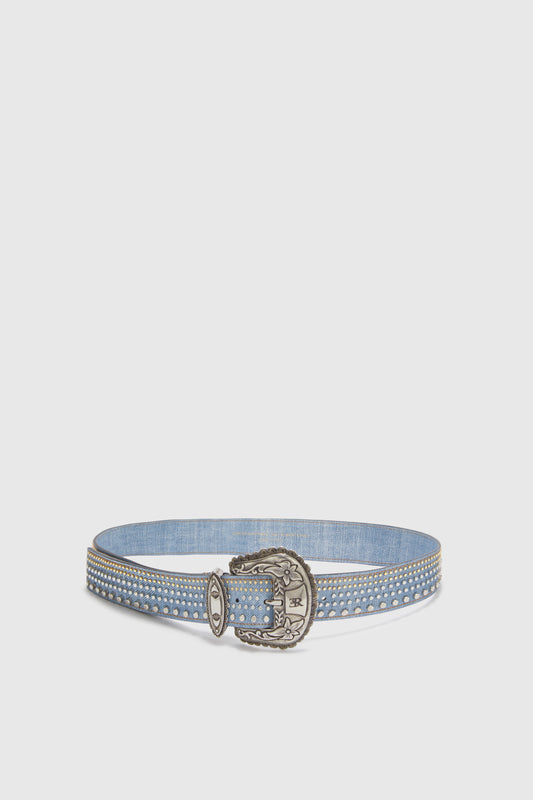 Marocain jeans print belt with micro studs