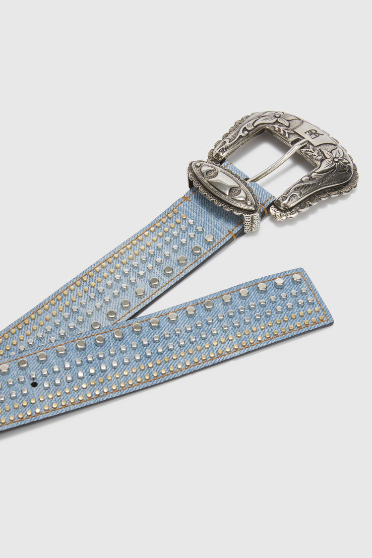 Marocain jeans print belt with micro studs