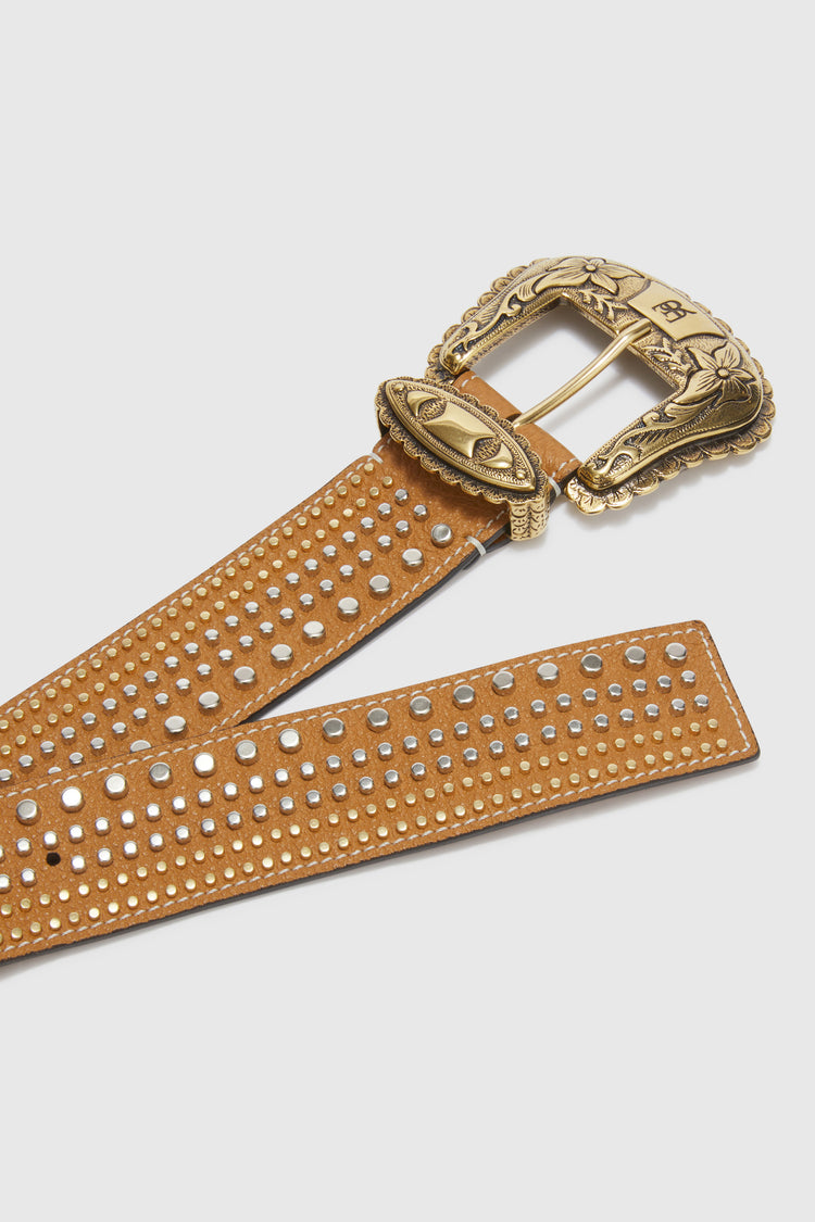 Calfskin belt with micro studs