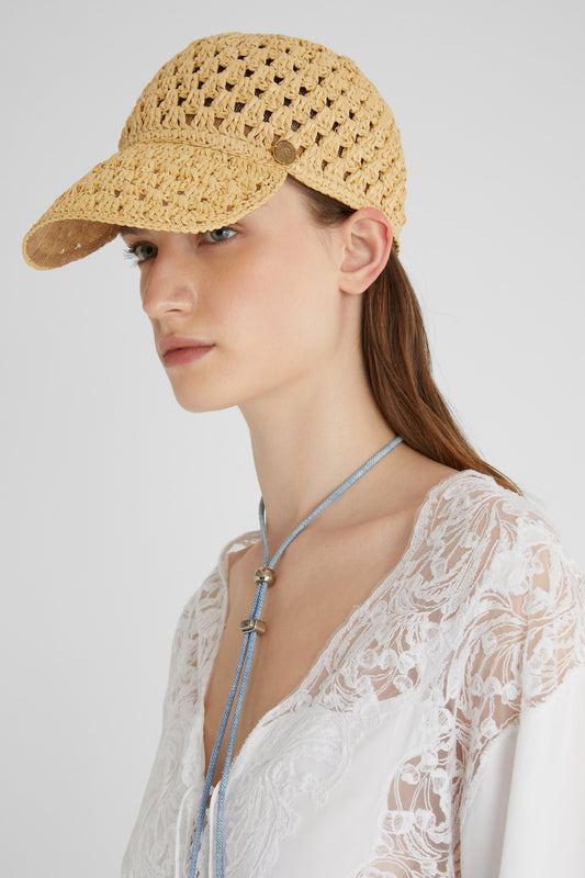 High-mesh braided rafia hat