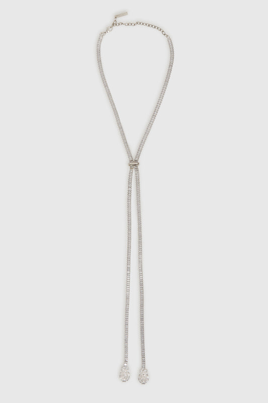 Adjustable silver micro stone necklace