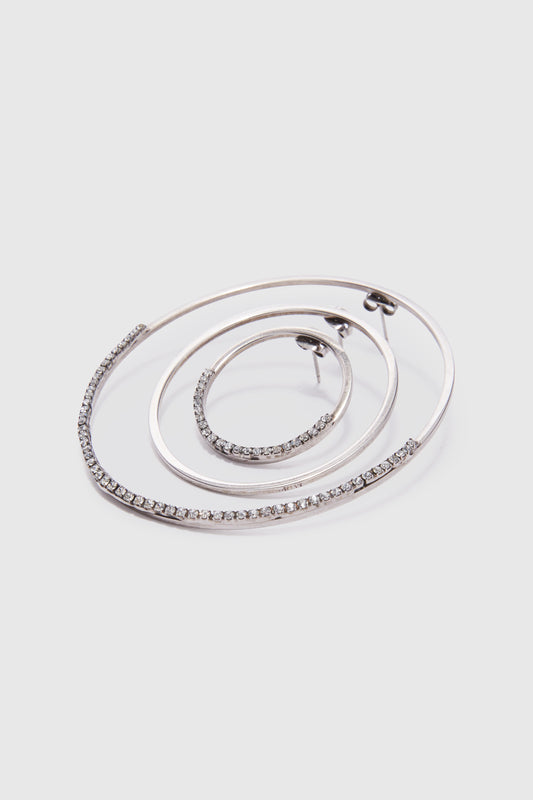 Set of three hoop earrings with micro stones