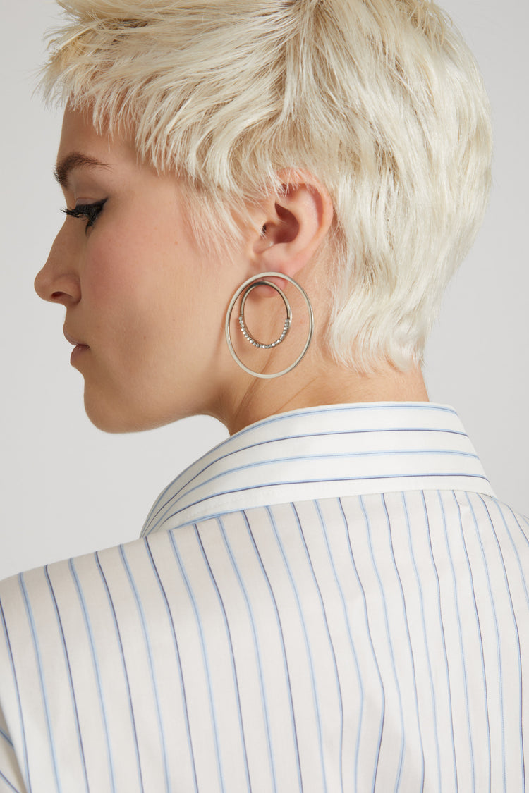 Set of three hoop earrings with micro stones