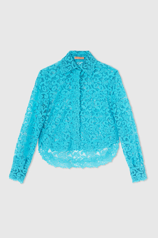 Macramé lace boxy shirt