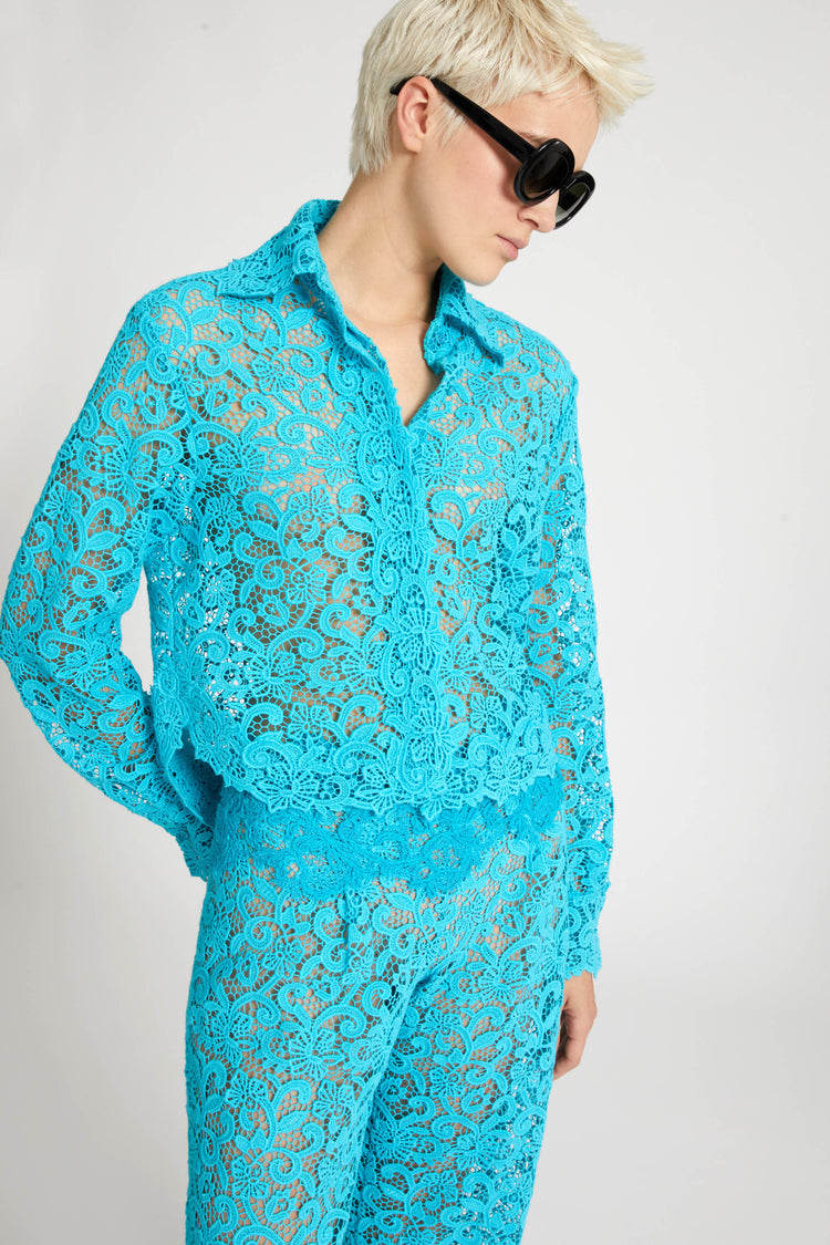 Macramé lace boxy shirt