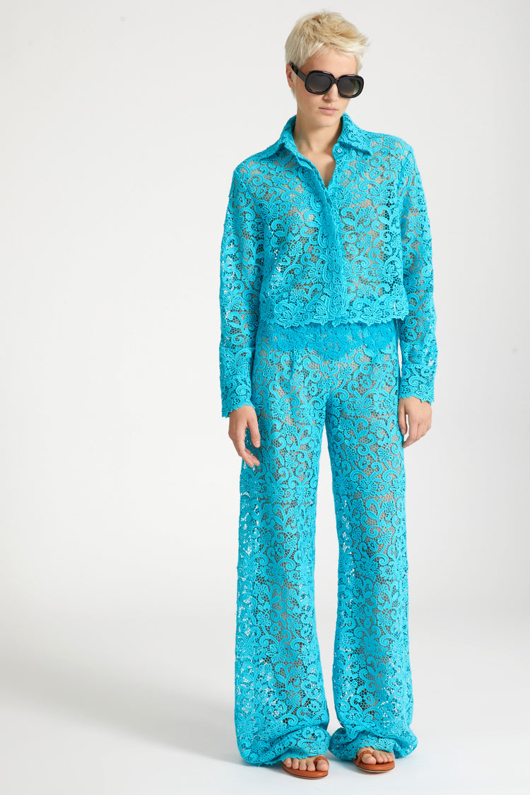 Macramé lace boxy shirt