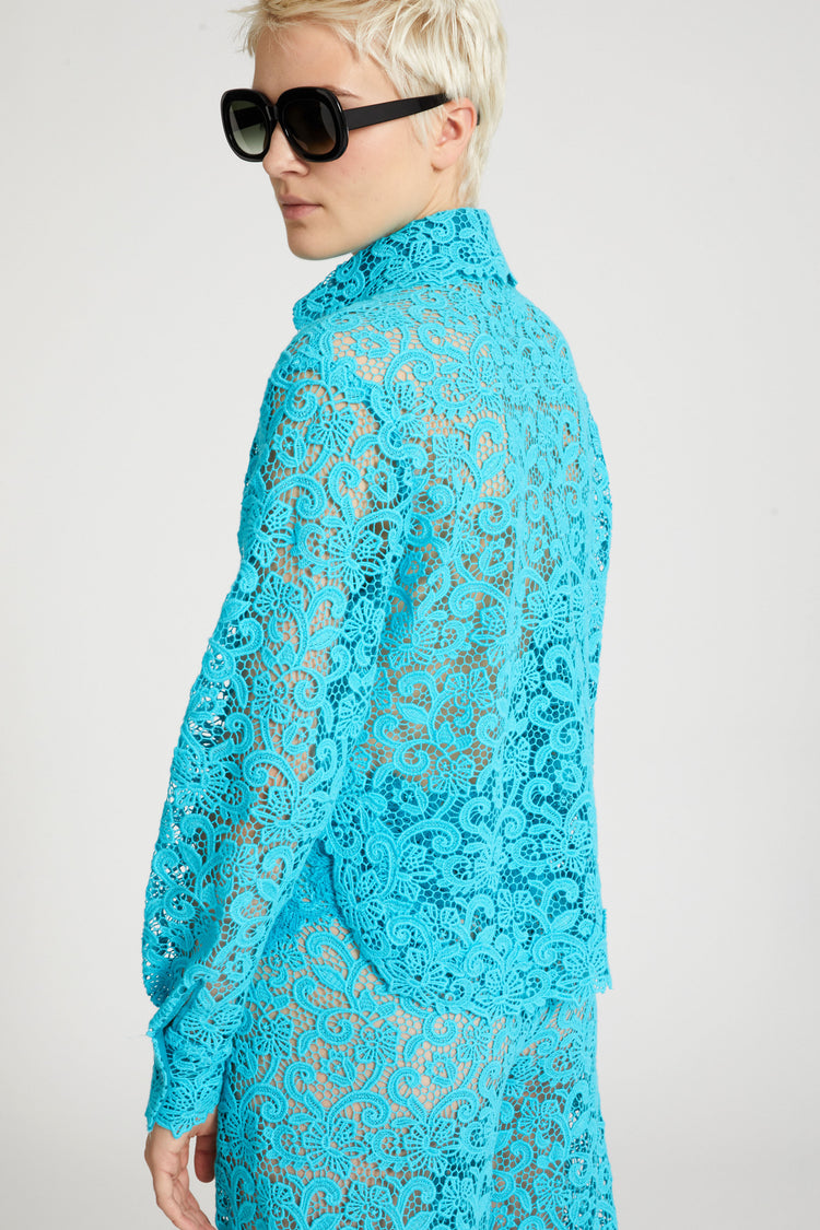 Macramé lace boxy shirt