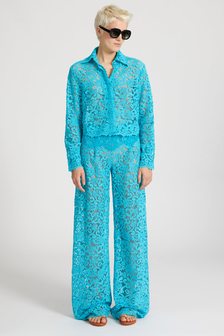 Soft macramé lace trousers