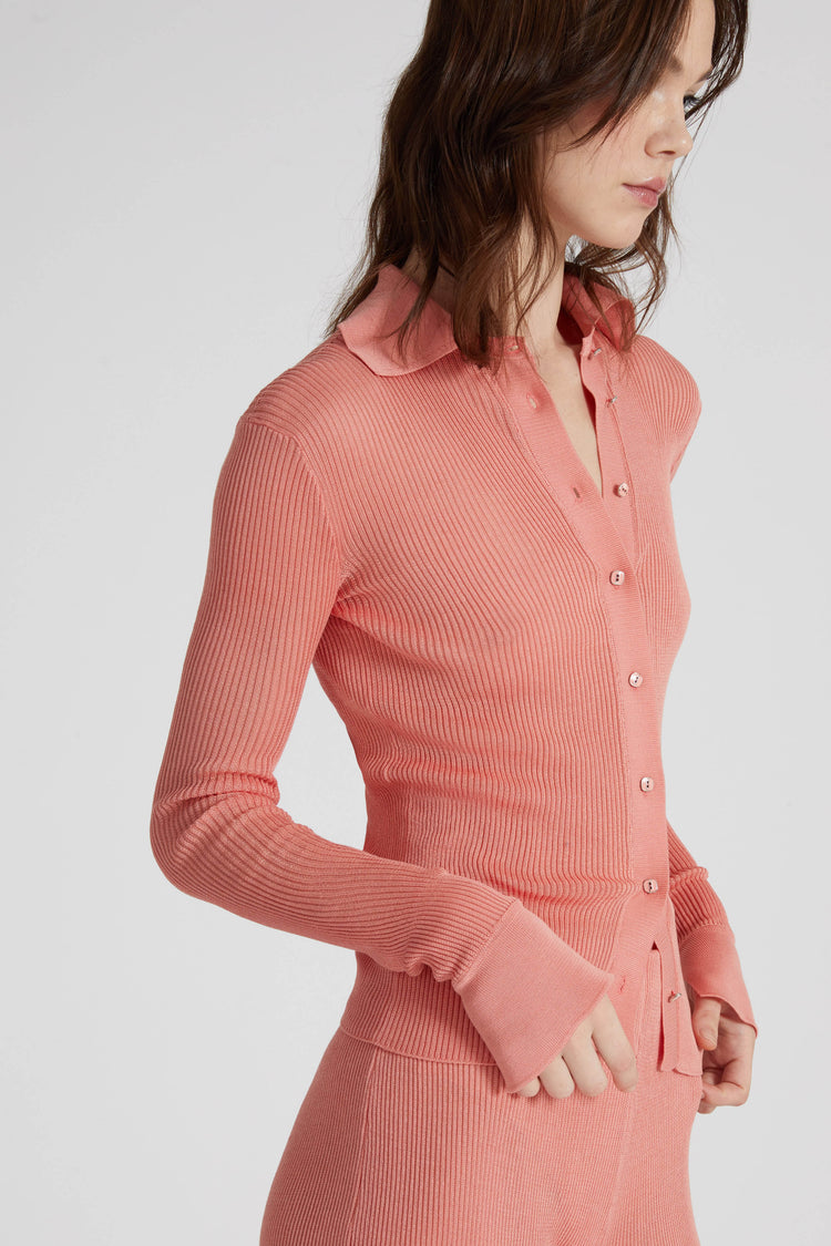 Ribbed cotton knit shirt