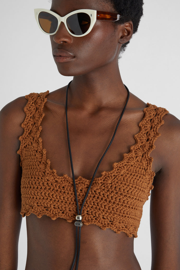 Brown bra in pure cotton handmade