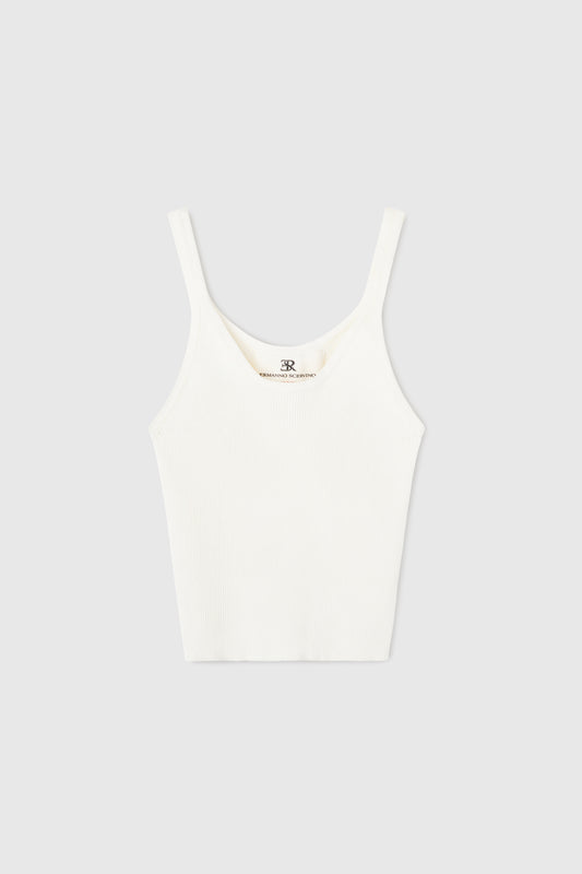 Ribbed tank top with thin strap