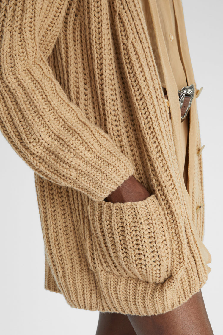 Pure cashmere cardigan with English rib knit