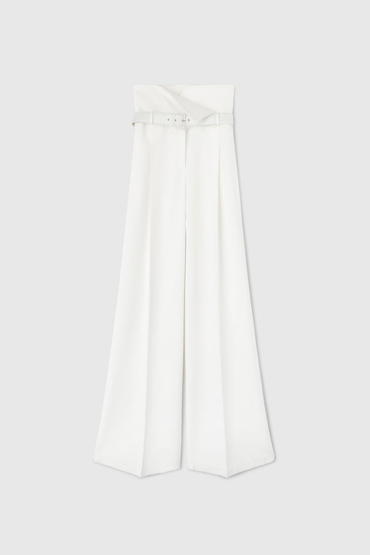 High-waisted palazzo pants with belt