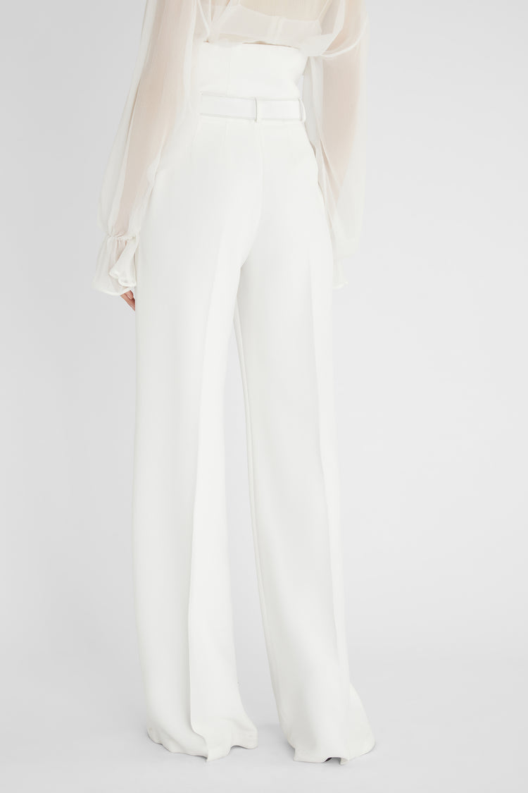 High-waisted palazzo pants with belt