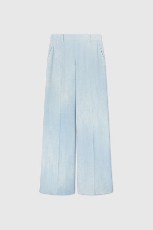 Palazzo trousers in marocain light denim print