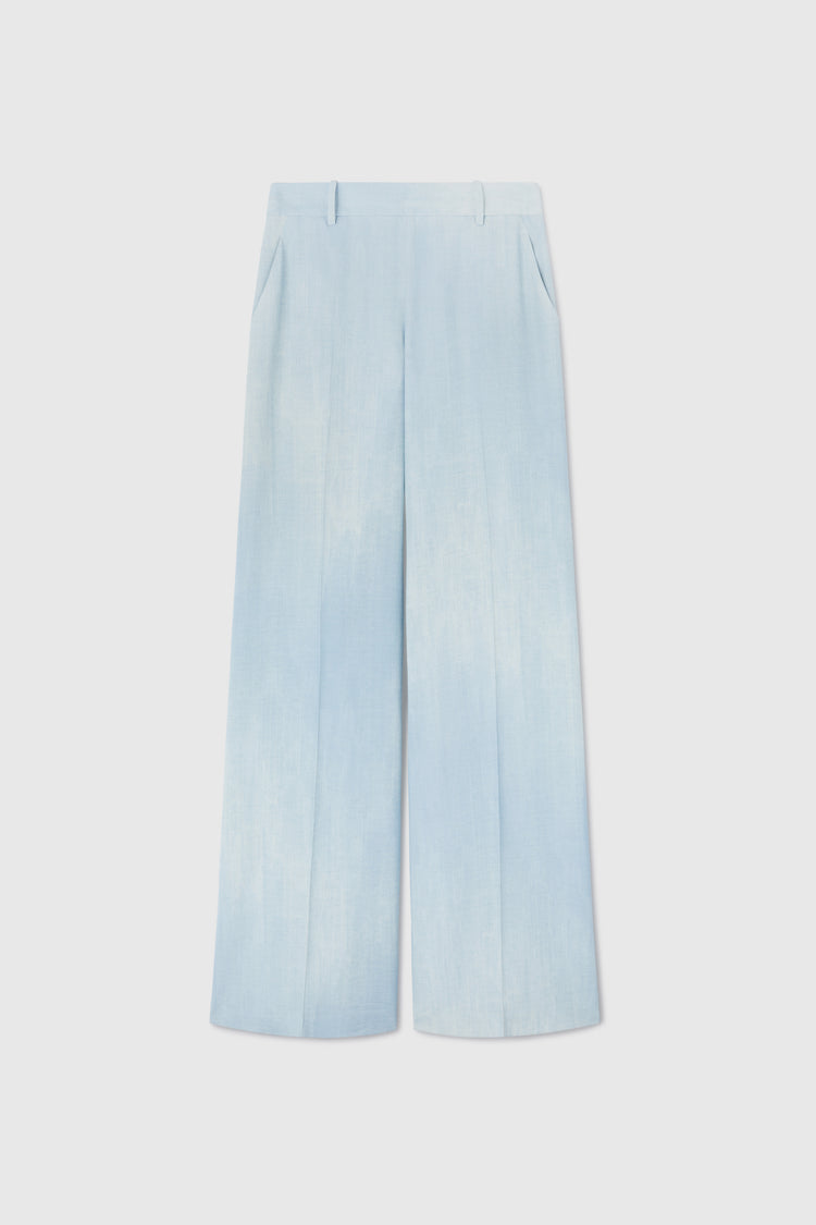 Palazzo trousers in marocain light denim print